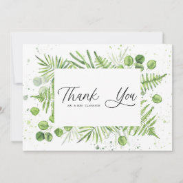 水彩シダとユーカリ結婚プーム サンキューカード