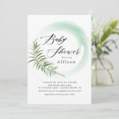 水彩シダの葉のベビーシャワー招待状 招待状 (スタンド正面)