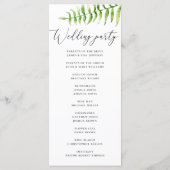 水彩シダ。ウッドランド植物書結婚物 プログラム (裏面)