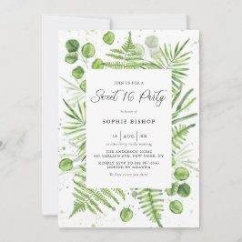 水彩シダ&ユーカリプタスフレームスウィート16パーティー 招待状