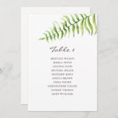 水彩シダ。緑結婚の座席表 招待状 (正面/裏面)