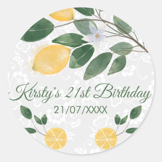 水彩シチリアンレモン 誕生日 ラウンドシール (正面)