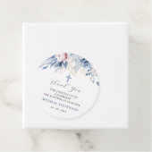 水彩シックなベビーブルーフローラバプテスマありがとう フェイバータグ (インサイチュ)