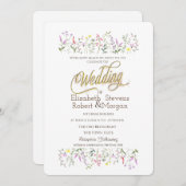 水彩シックなワイルドフラワー結婚ズ 招待状 (正面/裏面)