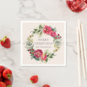 水彩シックな冬のフローラパーソナライズされた名 スタンダードカクテルナプキン (インサイチュ)