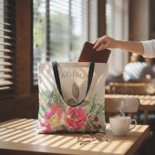 水彩シックな冬のフローラパーソナライズされた名 トートバッグ