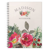 水彩シックな冬のフローラパーソナライズされた名 ノートブック (正面)