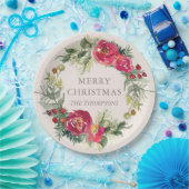 水彩シックな冬のフローラパーソナライズされた名 ペーパープレート (パーティー)