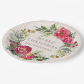 水彩シックな冬のフローラパーソナライズされた名 ペーパープレート (アングル)