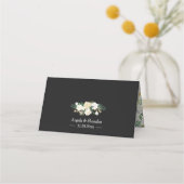 水彩シックアイボリーフローラストリングライツ結婚ズ プレイスカード (裏面)