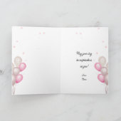 水彩シックファッショニスタピンクハッピーバースデー カード (内部)