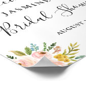 水彩シックフローラブライダルシャワーウェルカムサイン ポスター (角)