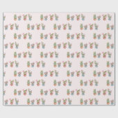 水彩シック多肉質ピンク ラッピングペーパー (フラット)