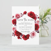 水彩シック深紅結婚赤 セーブザデート (スタンド正面)