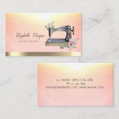 水彩シック裁縫マシンフラワー金ゴールドストライプ 名刺 (正面/裏面)