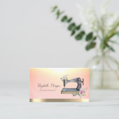 水彩シック裁縫マシンフラワー金ゴールドストライプ 名刺 (スタンド正面)