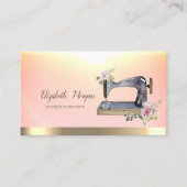 水彩シック裁縫マシンフラワー金ゴールドストライプ 名刺 (正面)