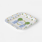 水彩シトラスのトピアリーモノグラム ペーパープレート (傾斜あり)