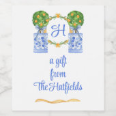 水彩シトラスのトピアリーモノグラム ワインラベル (シングルラベル)