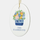 水彩シノワセリーマンダリンとアジサイ セラミックオーナメント (左)