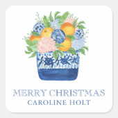 水彩シノワセリーマンダリンクリスマスプレゼント スクエアシール (正面)