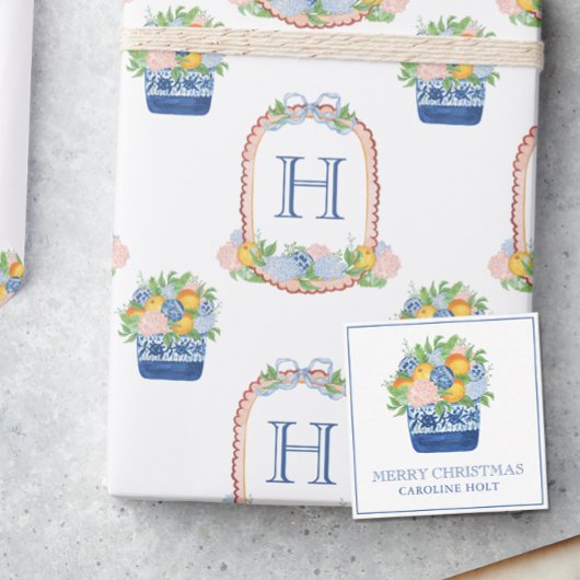 水彩シノワセリーマンダリンクリスマスプレゼント ノートカード