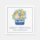 水彩シノワセリーマンダリンクリスマス スタンダードカクテルナプキン (正面)