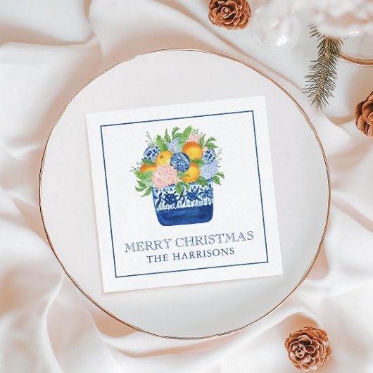 水彩シノワセリーマンダリンクリスマス スタンダードカクテルナプキン