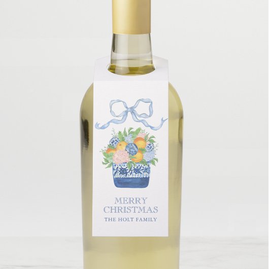 水彩シノワセリーマンダリンクリスマス ボトルネックタグ