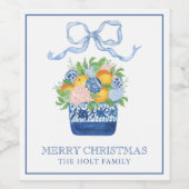 水彩シノワセリーマンダリンクリスマス ワインラベル (シングルラベル)