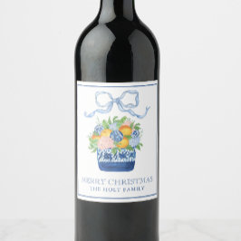水彩シノワセリーマンダリンクリスマス ワインラベル