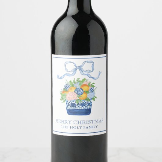 水彩シノワセリーマンダリンクリスマス ワインラベル