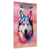 水彩シベリアのハスキーカラフルアート クリップボード (右)