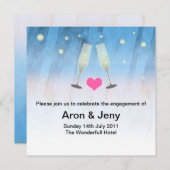 水彩シモダンャンパンガラス婚約 招待状 (正面/裏面)