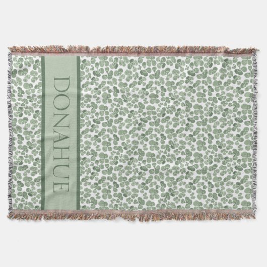 水彩シャムロッククローバーパターン(の模様が)ある スローブランケット (正面)