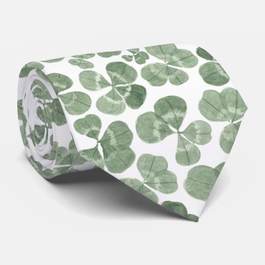 水彩シャムロッククローバーパターン(の模様が)ある ネクタイ (ロール)