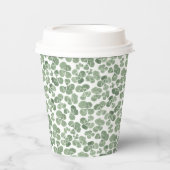 水彩シャムロッククローバーパターン(の模様が)ある 紙コップ (正面)