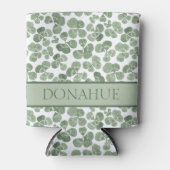 水彩シャムロッククローバーパターン(の模様が)ある 缶クーラー (正面)