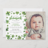 水彩シャムロックフォトバースデーパーティー 招待状 (正面)