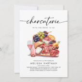 水彩シャルキュテリーチーズボードブライダルシャワー 招待状 (正面)