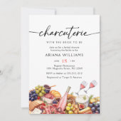 水彩シャルキュテリーチーズボードブライダルシャワー 招待状 (正面)