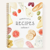 水彩シャルキュテリーパーソナライズされたレシピ ノートブック (正面)