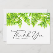 水彩シャルトレウスグリーン離れファーン結婚ズ サンキューカード (正面)