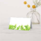 水彩シャルトレウスグリーン離れファーン結婚ズ プレイスカード (正面)