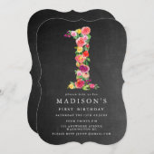 水彩シャルボードガールズ1st誕生日招待状 招待状 (正面/裏面)