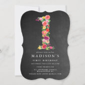 水彩シャルボードガールズ1st誕生日招待状 招待状 (正面)