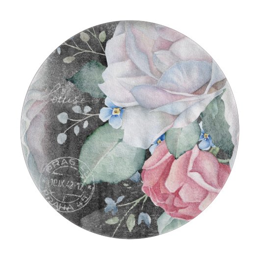 水彩シャルボードバラ カッティングボード (正面)