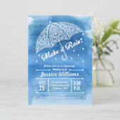 水彩シャワー招待状 雨の日 ブルー 招待状 (スタンド正面)