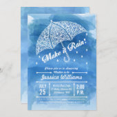 水彩シャワー招待状 雨の日 ブルー 招待状 (正面/裏面)