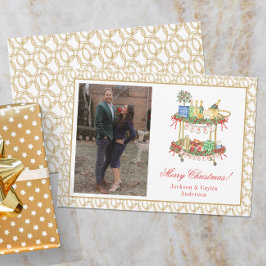 水彩シャンパンバーカートクリスマスフォト シーズンカード